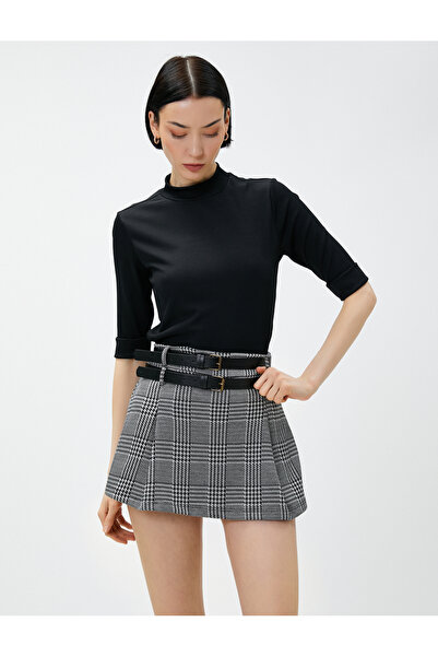 Koton Μπλουζάκι με κορδόνια, όρθιο γιακά και κοντά μανίκια