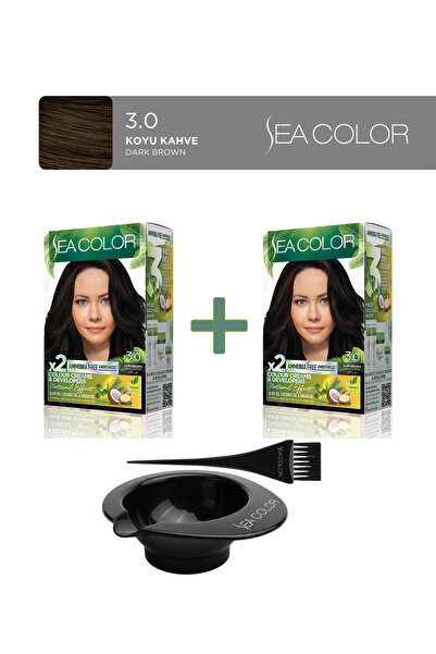 Sea Color 2'li Paket Natural Effect Set Boya Amonyaksız 3.0 Koyu Kahve, Boya ...
