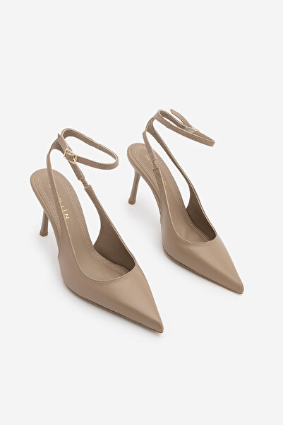 Marjin Women's Stiletto Pointed Toe Open Back Ankle Strap Classic Heeled Shoe...