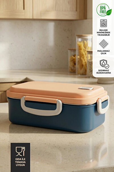 GOLCIA Tek Katlı Sızdırmaz Paslanmaz Çelik Beslenme Kabı - İndigo
