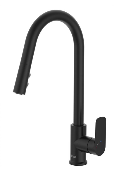 Roca Cala A5A816ENB0 βρύση κουζίνας, ψηλή, τύπου C, με ντους, ματ, Μαύρο