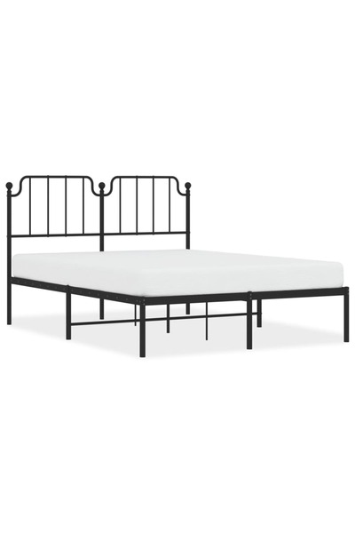 vidaxl Metal bed frame with headboard, black, 140x190 cm
