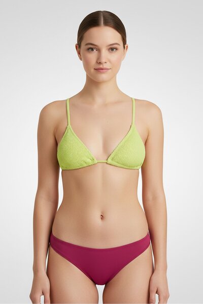 Don't Call Me Jennyfer Women Padded Textured Bikini Top, Lime Green