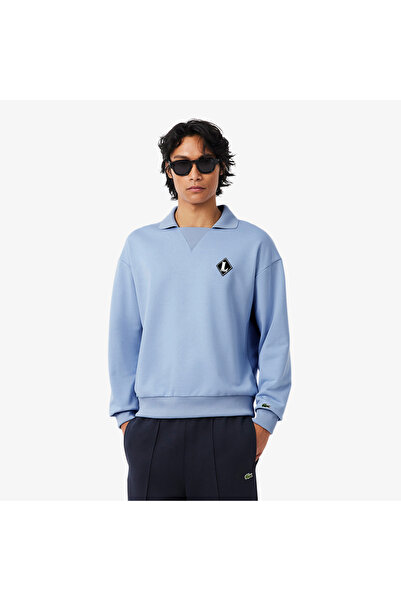 Lacoste Erkek Loose Fit Polo Yaka Mavi Sweatshirt