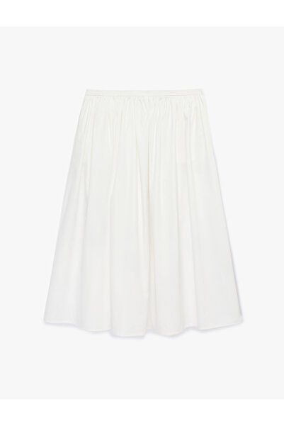 Koton Βαμβακερή Ποπλίνα Υφασμάτινη Μακριά Φούστα με Βολάν