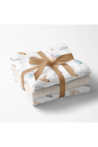 Bocioland Σετ 3 πολυλειτουργικών πανιών μπεζ 70x70 εκ. από 100% βαμβακερή μου...