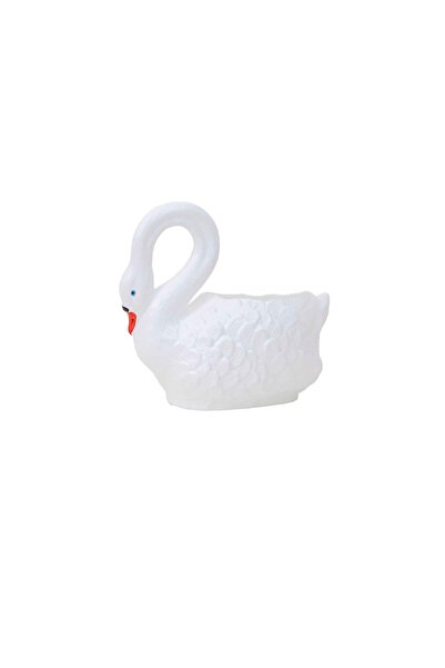 FOXMAG24 Jardinieră decorativă din plastic, model lebădă albă, lungime 43 cm