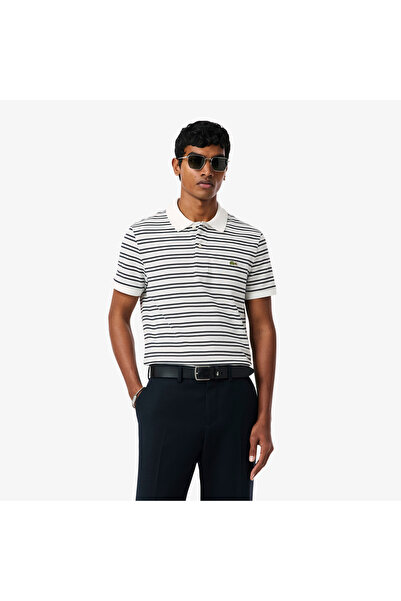 Lacoste Erkek Classic Fit Çizgili Gri Polo