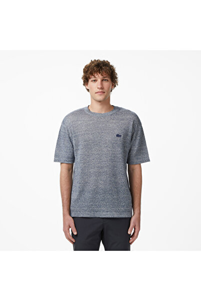 Lacoste Erkek Classic Fit Kısa Kollu Bisiklet Yaka Keten Lacivert Triko