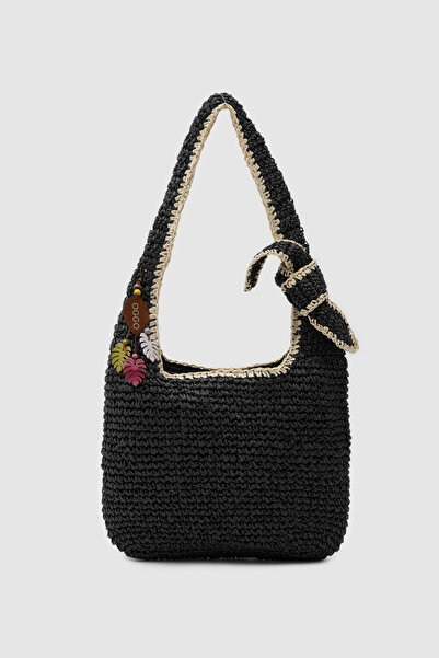 OGGO Wicker Bowknot Saddlebag Shoulder Bag
