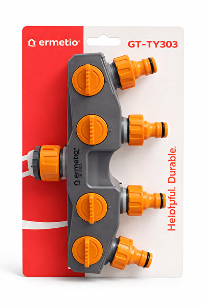 Ermetiq Τετραπλός Διανομέας Νερού Κήπου με Ανεξάρτητο Έλεγχο, Καθολικός Σύνδε...