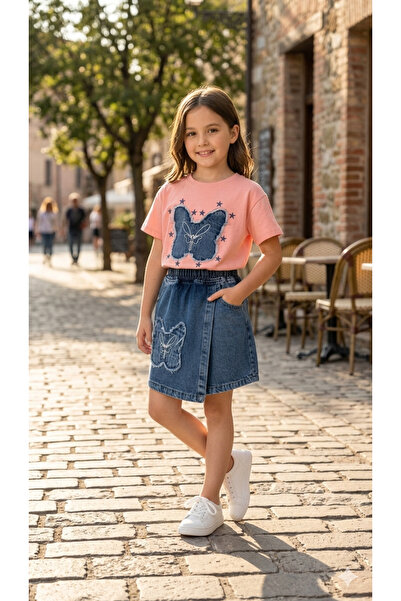 NURTOPU Σετ για κορίτσια, τζιν φούστα και σορτς, σετ μπλούζα-φούστα, βαμβακερ...