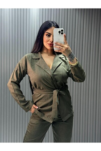 inci bayan giyim Women's Tie-Up Linen Set