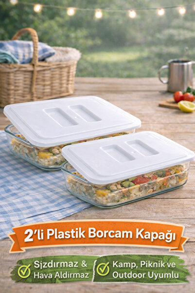 Diyet AVM 2’li Plastik Borcam Kapağı Sızdırmaz Saklama Kapağı Beyaz Renk