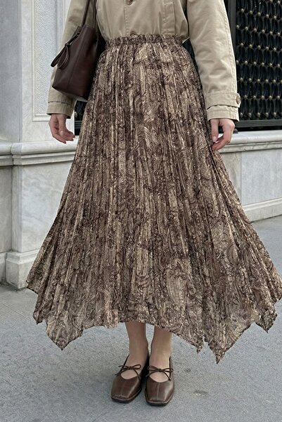 InStyle Φούστα με έθνικ σχέδιο Kraş σε χρώμα καφέ