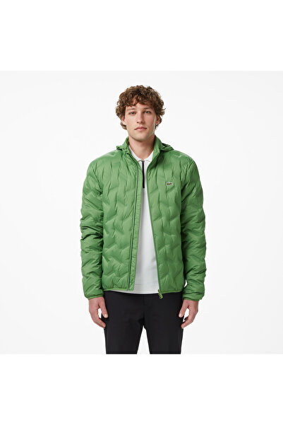 Lacoste Erkek Regular Fit Kapüşonlu Kapitone Yeşil Mont