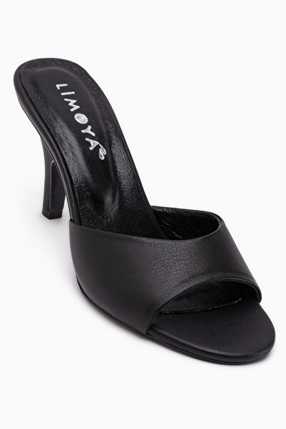 Limoya Γυναικείες παντόφλες Marcia από γνήσιο δέρμα με μαύρο τακούνι