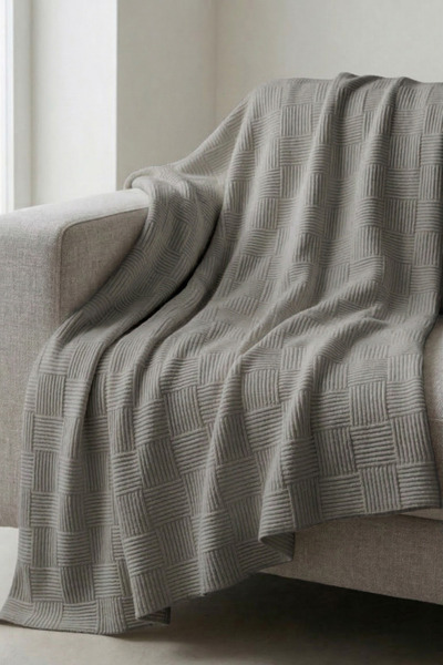 Nart Home 100% βαμβακερό σχέδιο σκακιέρας, μονόχρωμο πικέ γκρι 160x230