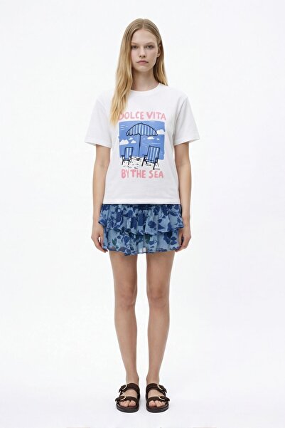 Quzu Kadın T-shirt TSH01863 Ekru