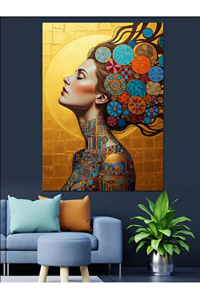 Artmeg Pânză decorativă modernă cu model mozaic cu chip de femeie - Tablou di...