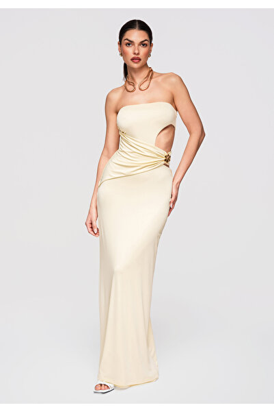 Larica Women's Elegant Maxi Evening Dress LA-OM-DLR316 Ecru