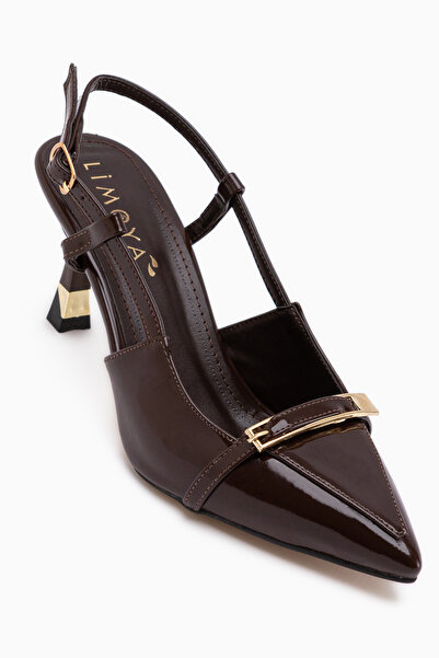 Limoya Γυναικεία παπούτσια με τακούνι Renita Kahve Tokalı