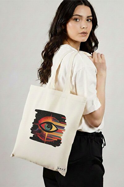 BEKZ Sacosa Cumparaturi Textila, Geanta Tote, model Celestial Eye 20, 38x34.5...