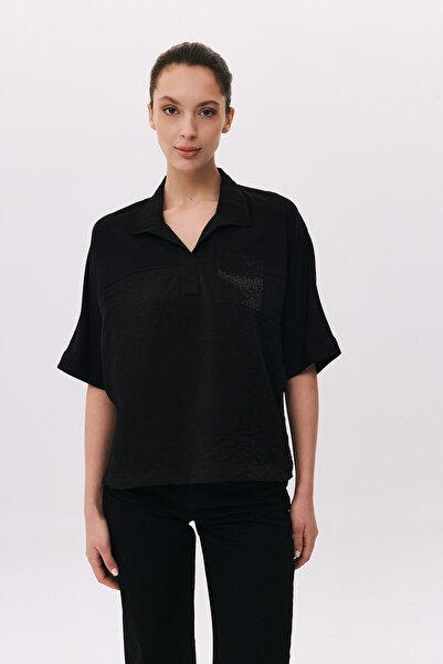 DAIDO Γυναικεία μπλούζα με χαμηλό μανίκι και λαιμόκοψη πόλο από χτενισμένο βα...