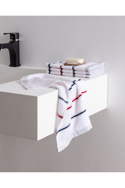 Madame Coco Bourrache Σετ 4 Βαμβακερών Πετσετών Χεριών - Λευκό/Μπλε Σκούρο - ...