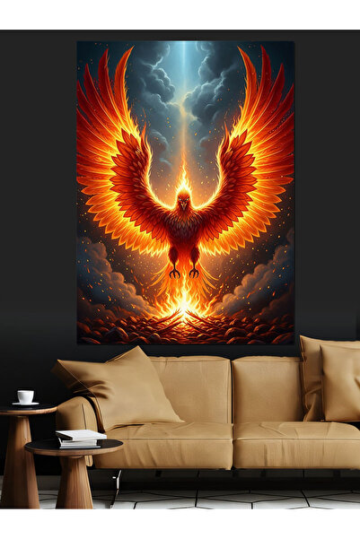 Artmeg Phoenix Burning in the Flames Decorative Canvas - Mdf Wood Painting