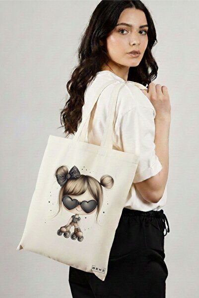 BEKZ Υφασμάτινη Τσάντα Αγορών, Τσάντα Ώμου, Το μοντέλο  "The rolling girl " 3...