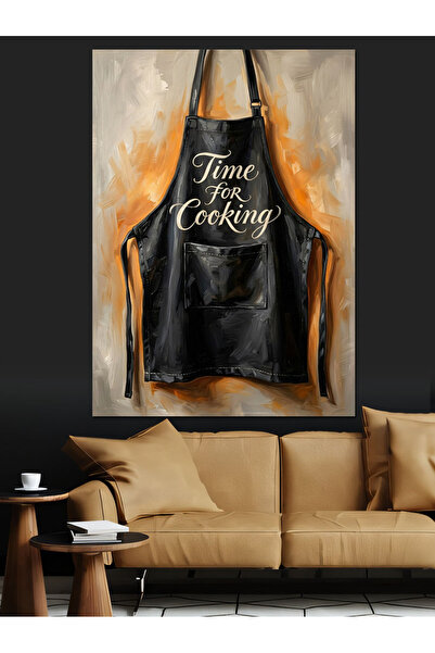Artmeg Cooking Time Themed Kitchen Apron Decorative Canvas - Mdf Wood Table
