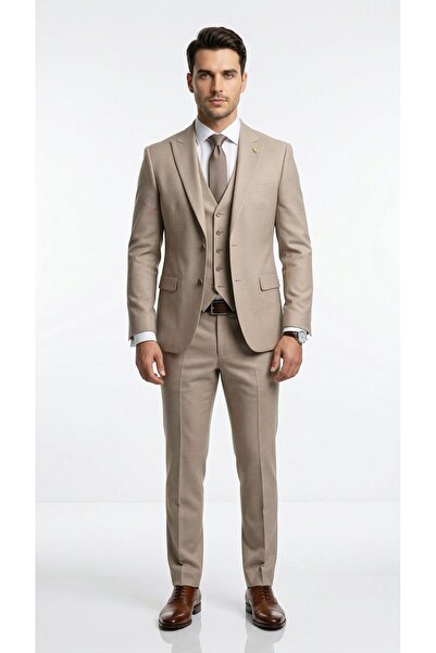 Plus Scorpion Men's Slim Fit Suit with Vest Modern Cut Lycra Stretch Fabric W...