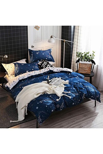 Arabest غطاء لحاف للأولاد بتصميم النجوم والمجرات، مقاس كامل/كوين، طقم من الأل...