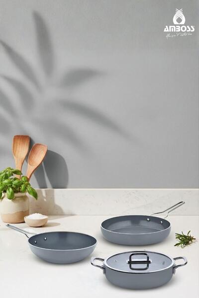 Amboss Sera Nova Ceramic 4 Piece Pot & Pan Set - Gray
