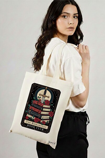 BEKZ Υφασμάτινη Τσάντα Αγορών, Τσάντα Ώμου, Μοντέλο The Romantasy Book Club 3...