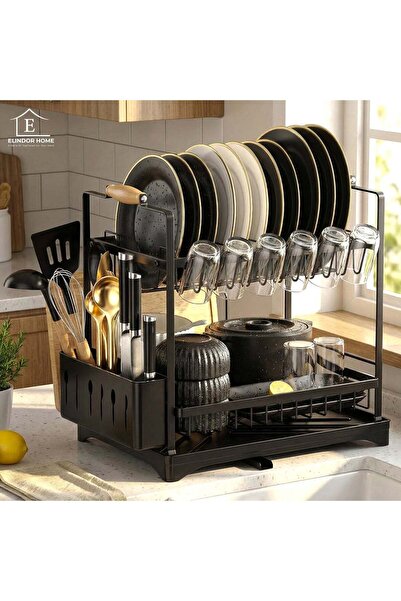 Elindor ®   Πολυεπίπεδη Πιατοθήκη, Ενσωματωμένη Σχάρα Πιάτων για Νεροχύτη, Γι...