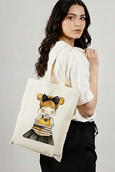 BEKZ Sacosa Cumparaturi Textila, Geanta Tote, model The bookie girl 9 38 x 34...