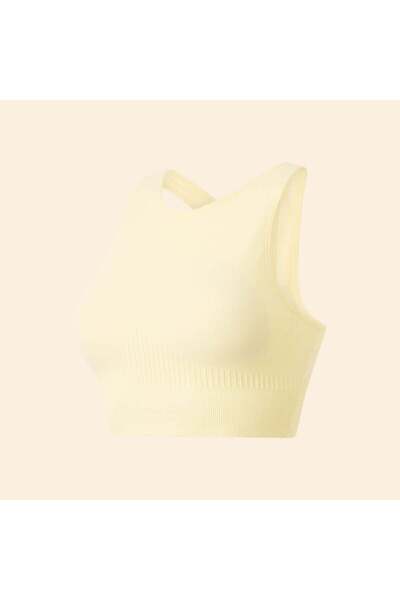 KIABI Light Support Ribbed Sports Bra YELLOW