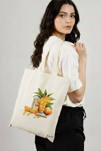 BEKZ Sacosa Cumparaturi Textila, Geanta Tote, model Books and summer 38 x 34....