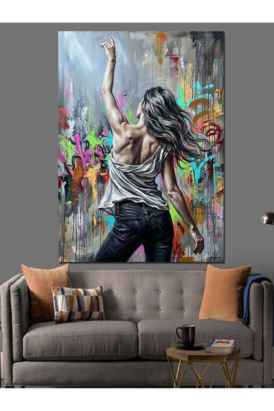 Artmeg Pânză decorativă cu femeie dansatoare în culori vibrante - Tablou din ...