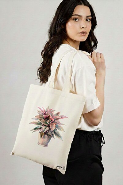 BEKZ Sacosa Cumparaturi Textila, Geanta Tote, model Flowers 2 38 x 34.5 cm, A...
