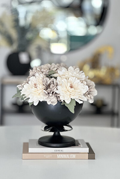Shura Homeware مزهرية معدنية على شكل زهور سوداء لتزيين المنزل