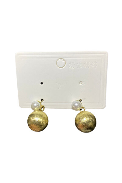 Zalaid Cercei de dama eleganti cu perla si glob auriu texturat 11