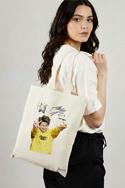 BEKZ Sacosa Cumparaturi Textila, Geanta Tote, model BTS RM cu semnatura, 38x3...