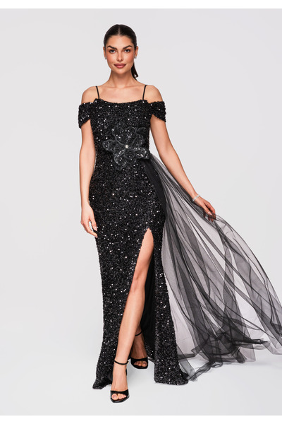 Larica OMBRE Γυναικείο Μάξι Φόρεμα Βραδινό Εφαρμοστό LA-OM-DLR318 Μαύρο