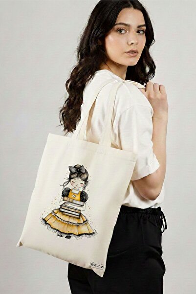 BEKZ Sacosa Cumparaturi Textila, Geanta Tote, model The bookie girl 8 38 x 34...