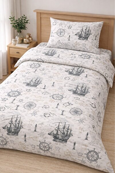 Mulberry Μονό σετ παπλωματοθήκης Ranforce με θαλάσσιο σχέδιο, 100% βαμβάκι, α...