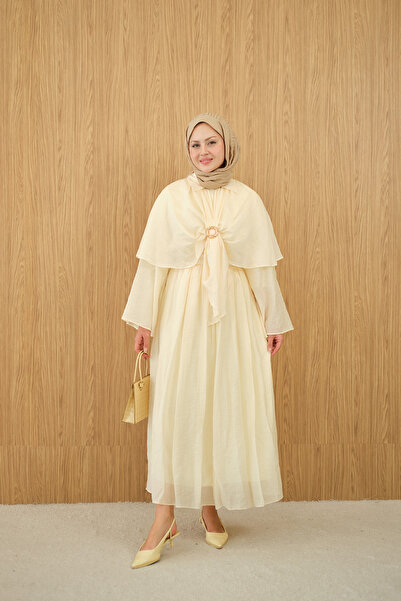 LOCCO Γυναικείο σετ τριών τεμαχίων από ύφασμα τούλι με χρυσή καρφίτσα και λεπ...