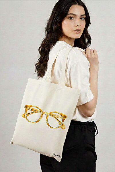 BEKZ Sacosa Cumparaturi Textila, Geanta Tote, model Yellow Glasses 38 x 34.5 ...